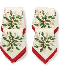 Lenox Table Linens Holiday Bordered 4-Piece Cloth Napkin Set