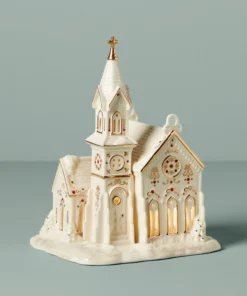 Lenox Mistletoe Park Light-Up Village Church Figurine Home Décor