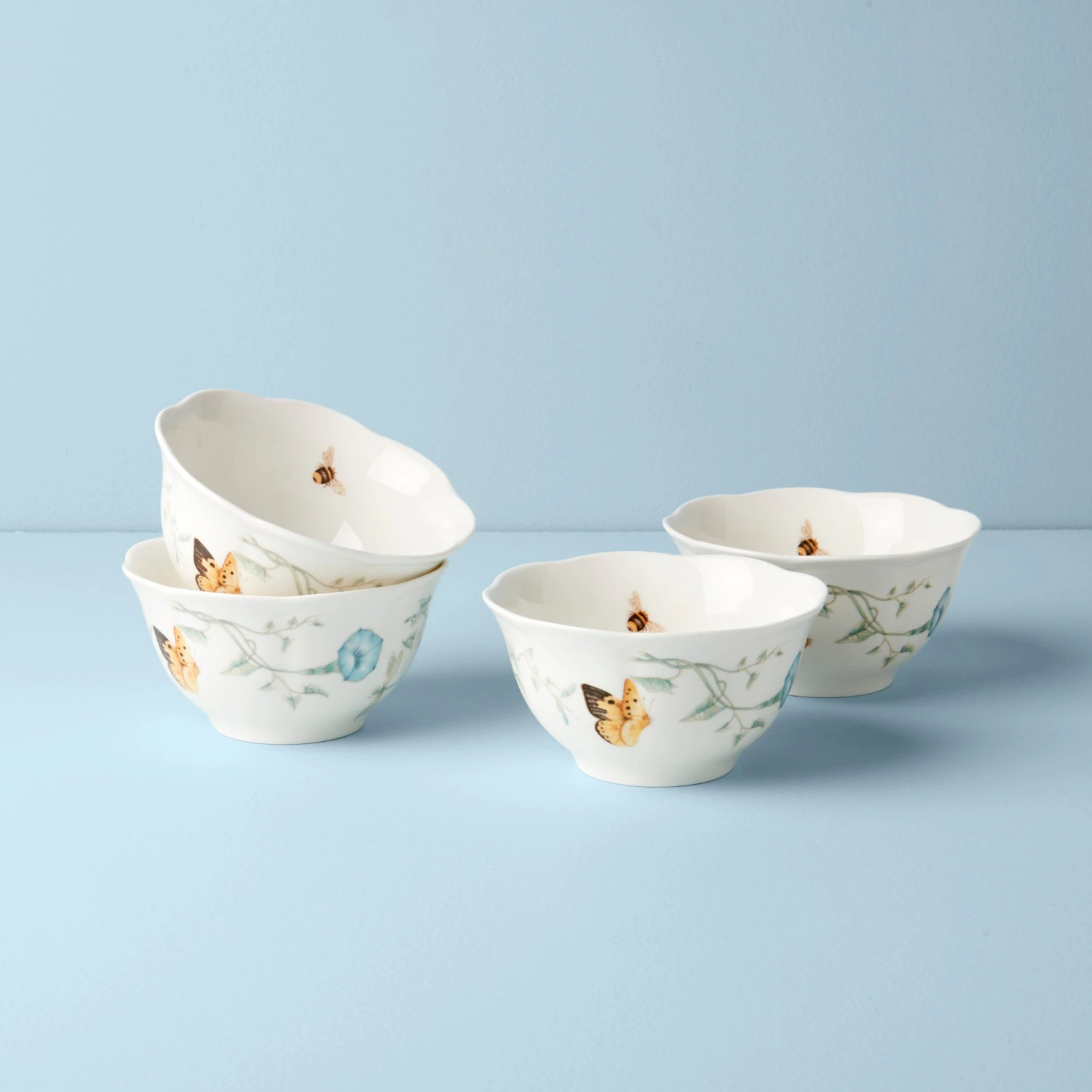 Lenox Butterfly Meadow 4-Piece Rice Bowl Set Dinnerware 3 Lenox Butterfly Meadow 4-Piece Rice Bowl Set Dinnerware