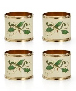 Lenox Holiday Nouveau 4-Piece Napkin Ring Set Table Linens