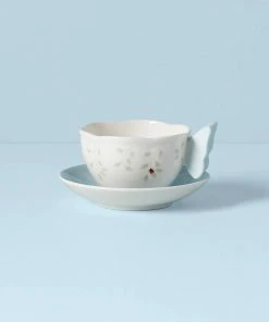 Lenox Butterfly Meadow Figural® Blue Cup And Saucer Dinnerware
