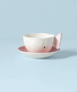 Lenox Butterfly Meadow Figural® Pink Cup And Saucer Dinnerware