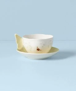 Lenox Butterfly Meadow Figural Yellow Cup And Saucer