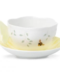 Lenox Butterfly Meadow Figural Yellow Cup And Saucer