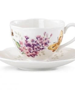Lenox Butterfly Meadow Orange Sulphur Cup/Saucer 8 Lenox Butterfly Meadow Orange Sulphur Cup/Saucer