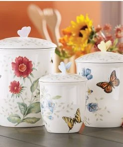 Lenox Dinnerware Butterfly Meadow 3-Piece Canister Set