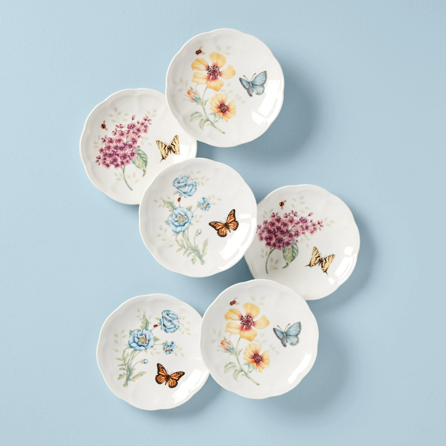 817046_w10.jpg Lenox Dinnerware Butterfly Meadow 6-Piece Tidbit Plate Set