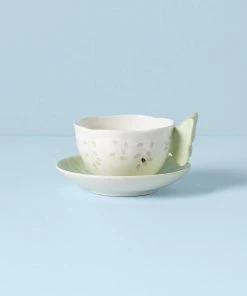 Lenox Butterfly Meadow Figural Green Cup And Saucer