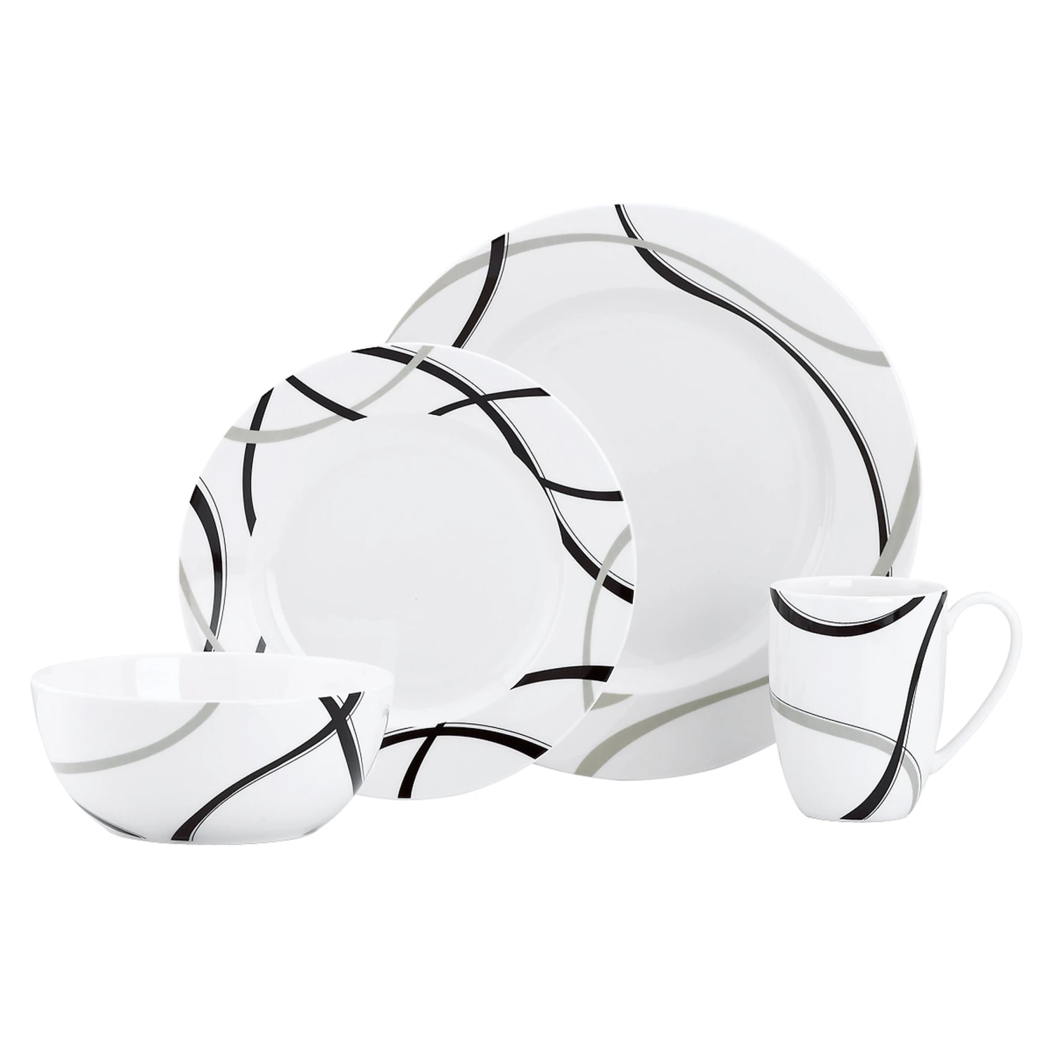 819747-LNP-F10.jpg Lenox Vibe Black & Grey™ 4PC Place Setting Dinnerware