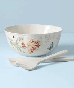 Lenox Dinnerware Butterfly Meadow Salad Bowl & Servers