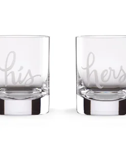 Kate Spade Drinkware Two Of A Kind "His And Hers" 2-piece DOF Glass Set