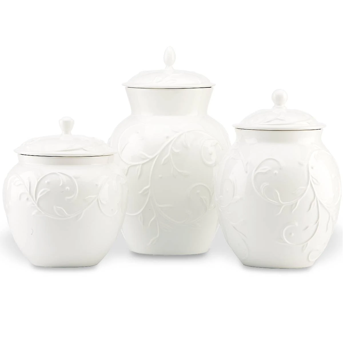Lenox Opal Innocence Carved™ 3-piece Canister Set 4 Lenox Opal Innocence Carved™ 3-piece Canister Set