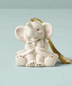 Lenox Baby's First Christmas Pink Elephant Ornament Personalized Ornaments