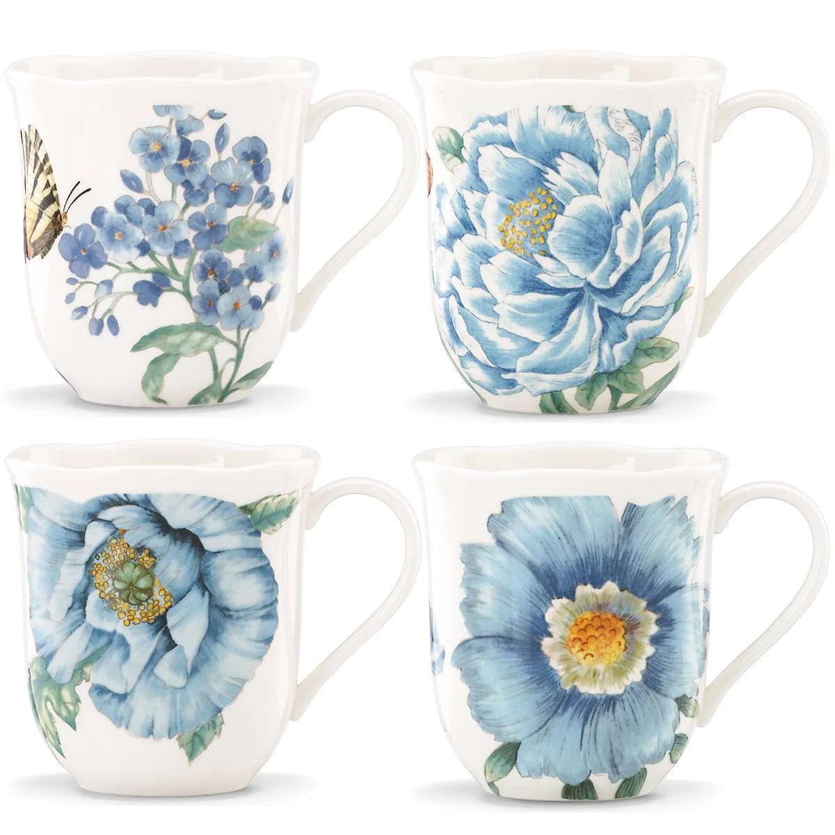 833418_wHR.jpg Lenox Dinnerware Butterfly Meadow Blue® 4-piece Mug Set