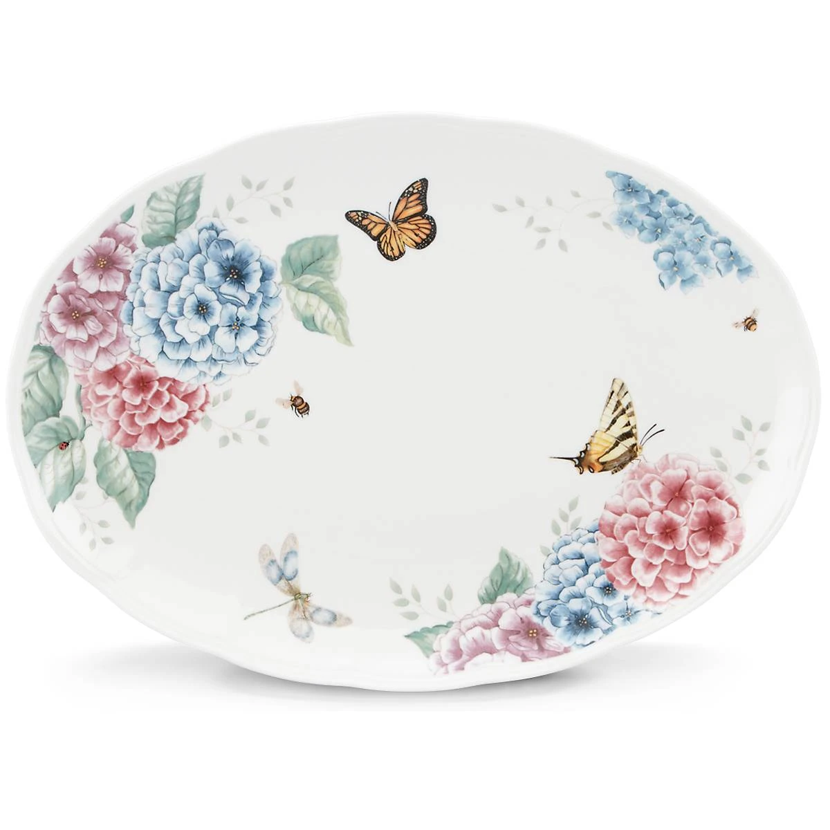 841009_wHR_185dc036-8b0f-4bf5-bb38-83e3a9923509.jpg Lenox Butterfly Meadow Hydrangea® 16" Oval Platter Dinnerware