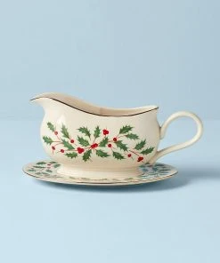 Lenox Holiday Gravy Boat & Stand