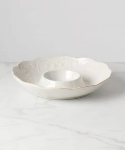 Lenox French Perle Whiteâ„¢ Chip And Dip Tray Dinnerware