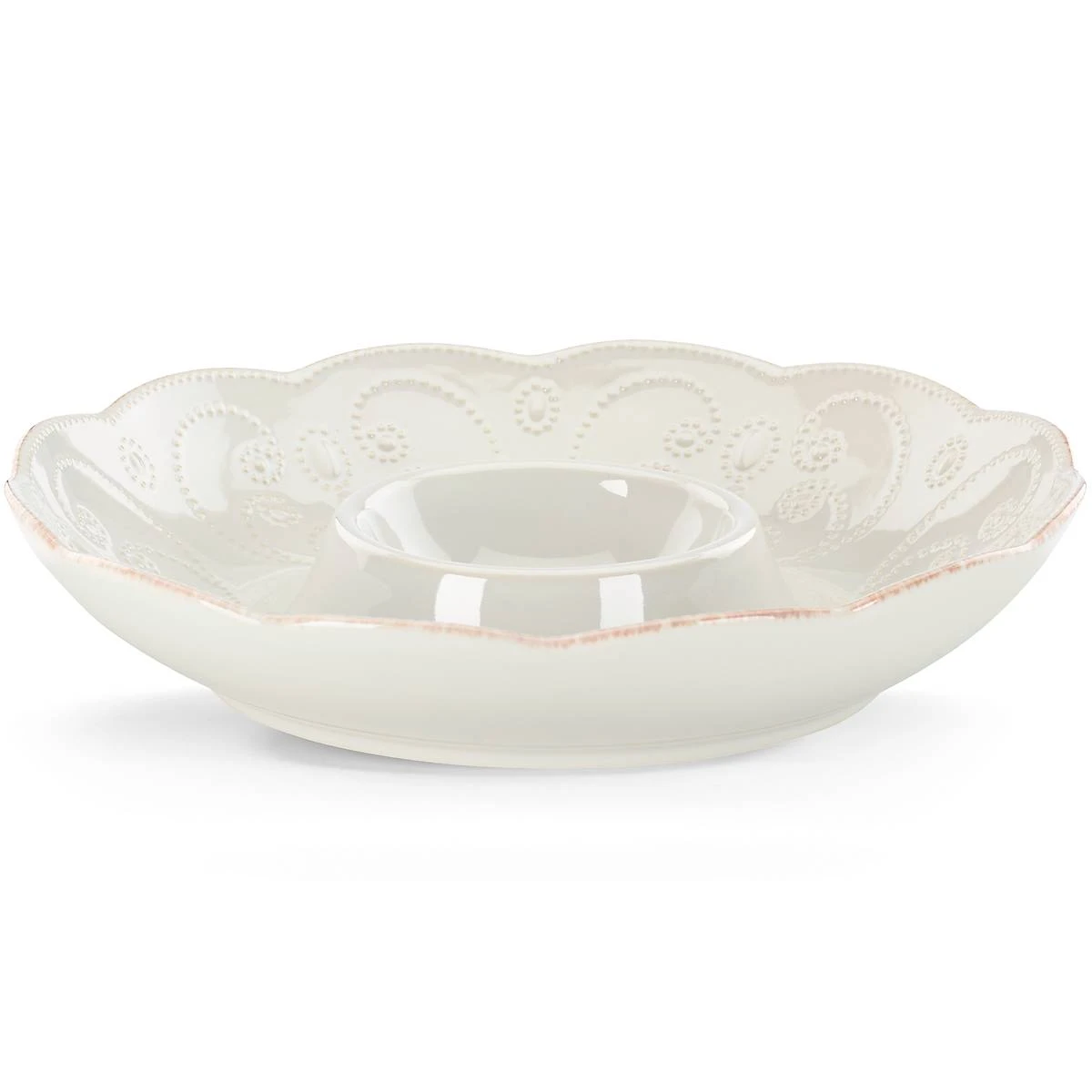 Lenox French Perle White™ Chip And Dip Tray Dinnerware 4 Lenox French Perle White™ Chip And Dip Tray Dinnerware