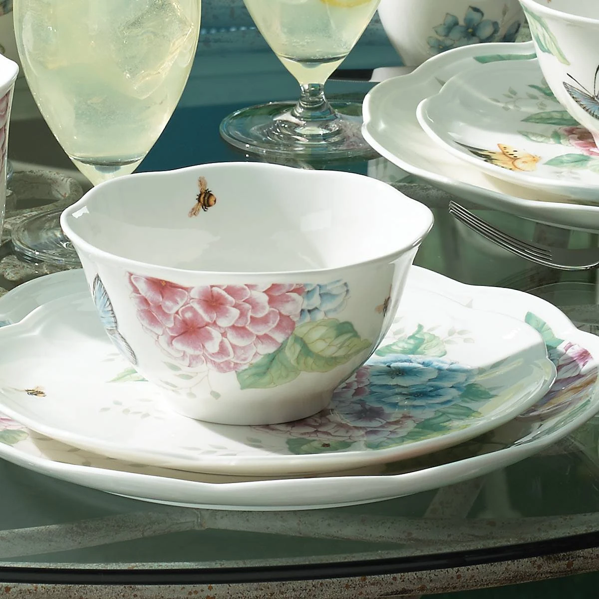 849407_w3.jpg Lenox Dinnerware Butterfly Meadow Hydrangea 12pc Set