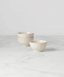 Lenox French Perle Groove™ 3pc Mini Bowl Set Dinnerware 4 Lenox French Perle Groove™ 3pc Mini Bowl Set Dinnerware
