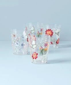 Lenox Drinkware Butterfly Meadow Acrylic Double Old Fashioned Set