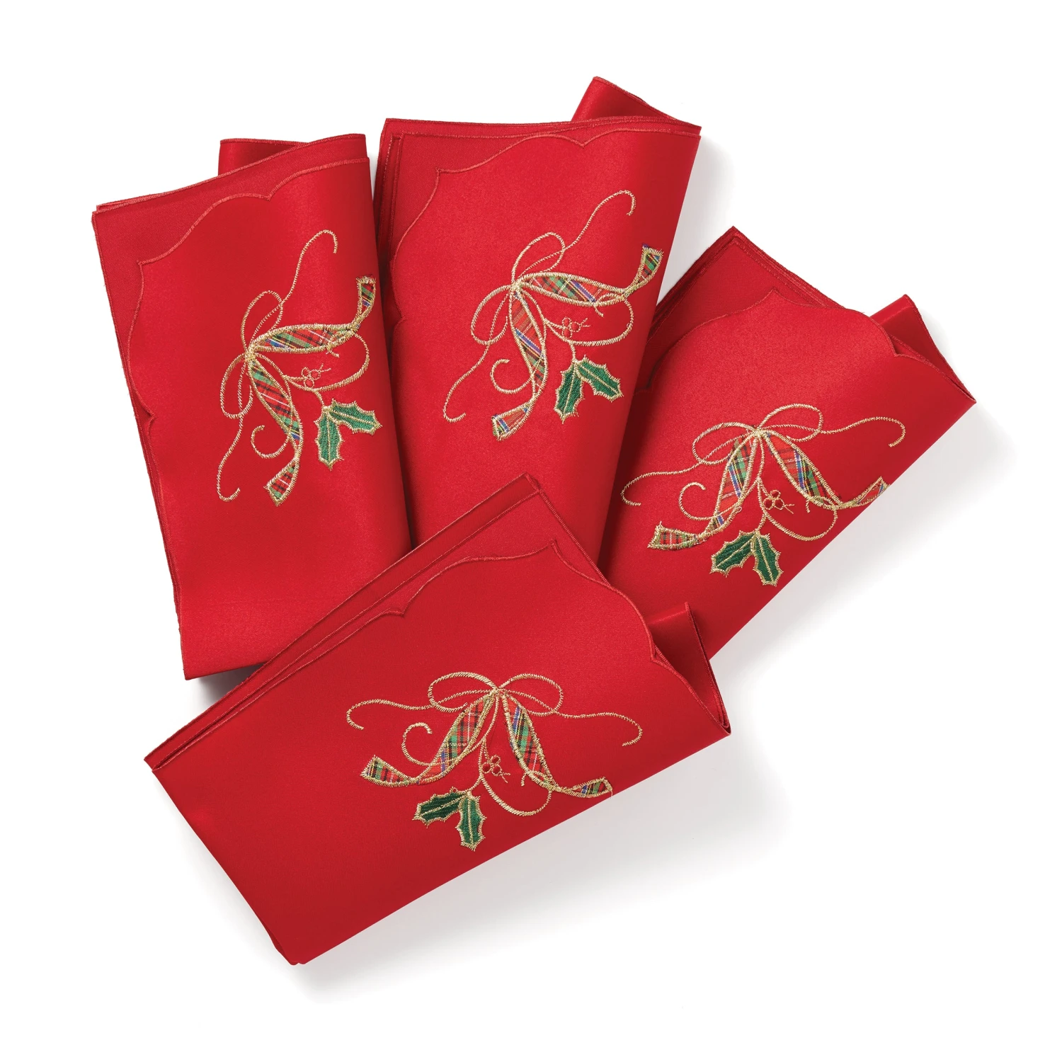 869502_wHR.jpg Lenox Holiday Nouveau Red 4-Piece Cloth Napkin Set Table Linens