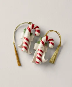 Lenox Forever Friends Candy Cane 2-Piece Ornament Set Personalized Ornaments