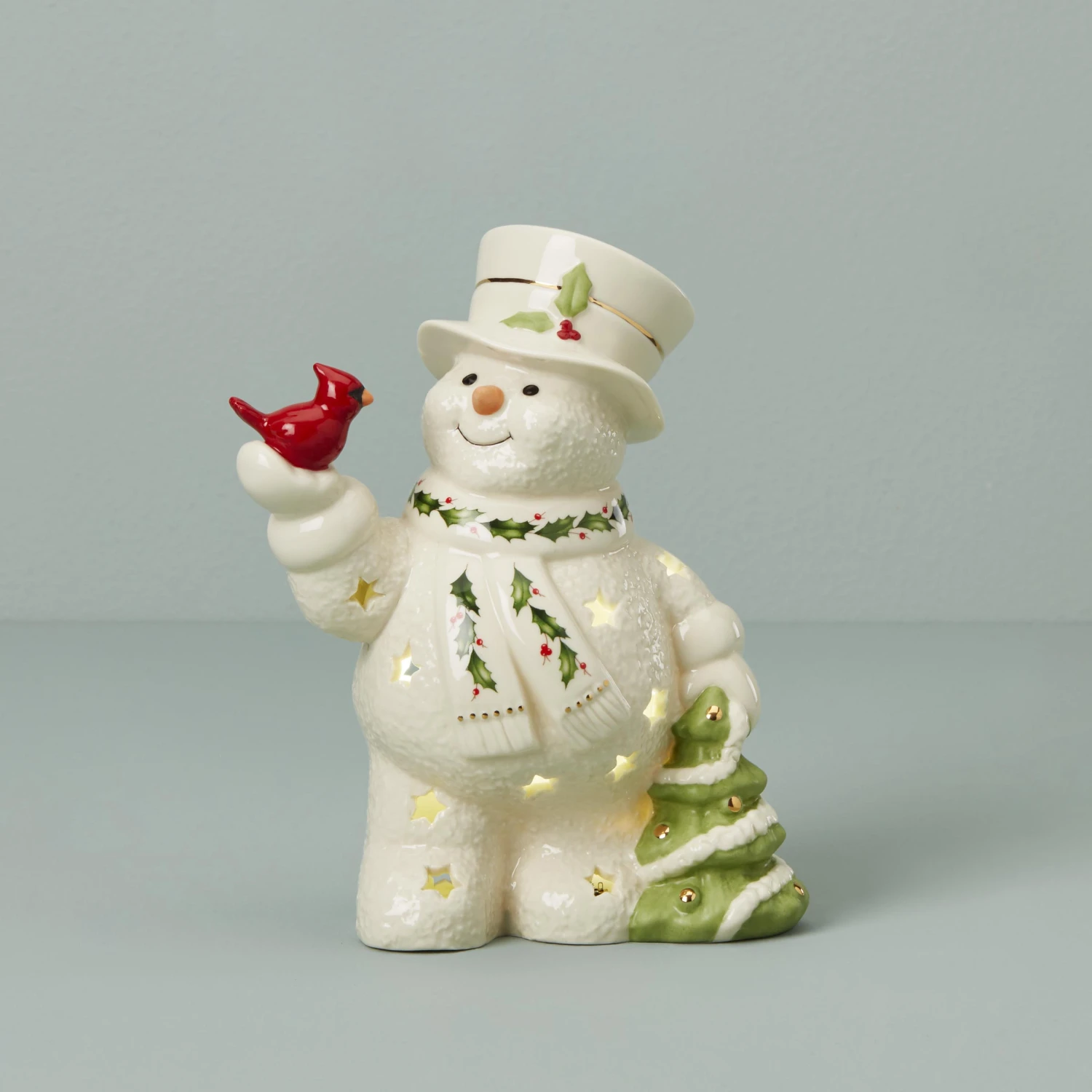 Lenox Happy Holly Days Light-Up Figurine Décor 3 Lenox Happy Holly Days Light-Up Figurine Décor