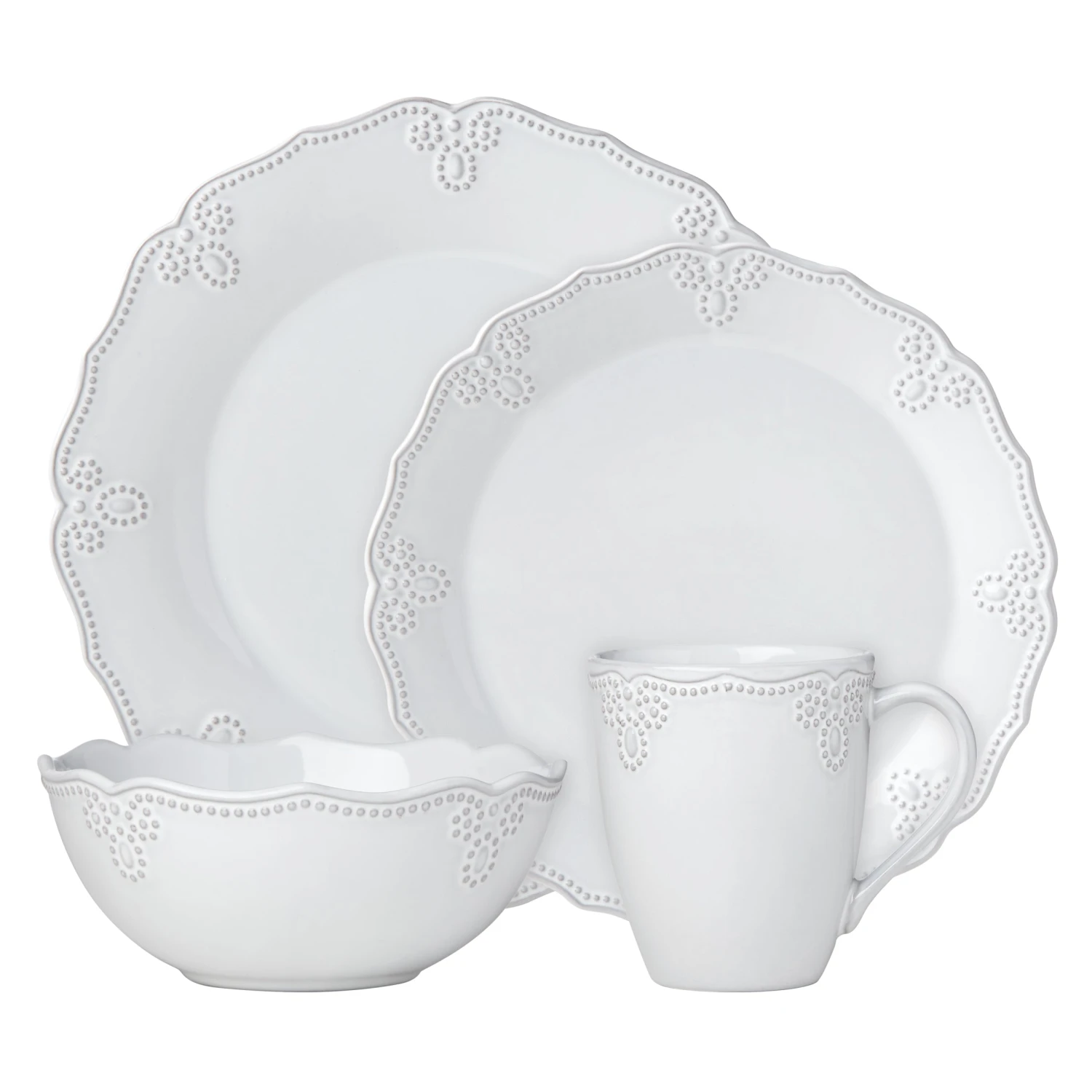 Lenox French Carved Scalloped 4-Piece Place Setting 3 Lenox French Carved Scalloped 4-Piece Place Setting