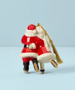 Lenox Décor Ice Skating Santa And Mrs. Claus Ornament