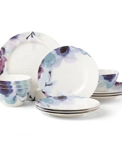Lenox Indigo Watercolor Floral 12-Piece Dinnerware Set