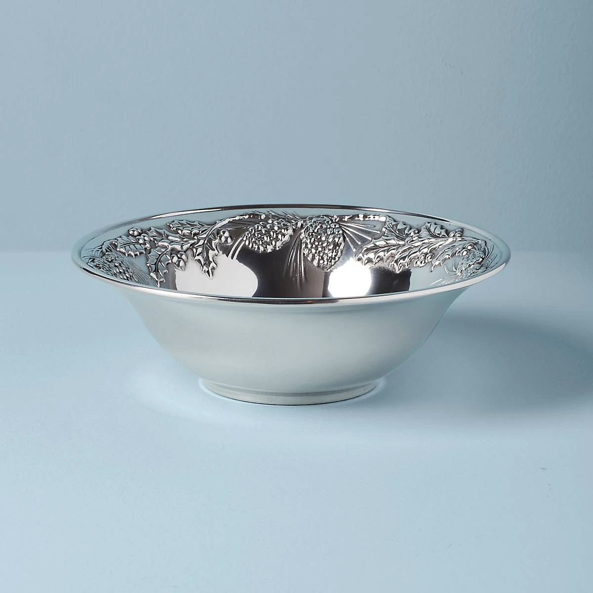885859_w10_5c913002-117d-4336-8da2-d957b255ff38.jpg Lenox Dinnerware Holiday™ Metal Pinecone & Holly Serving Bowl