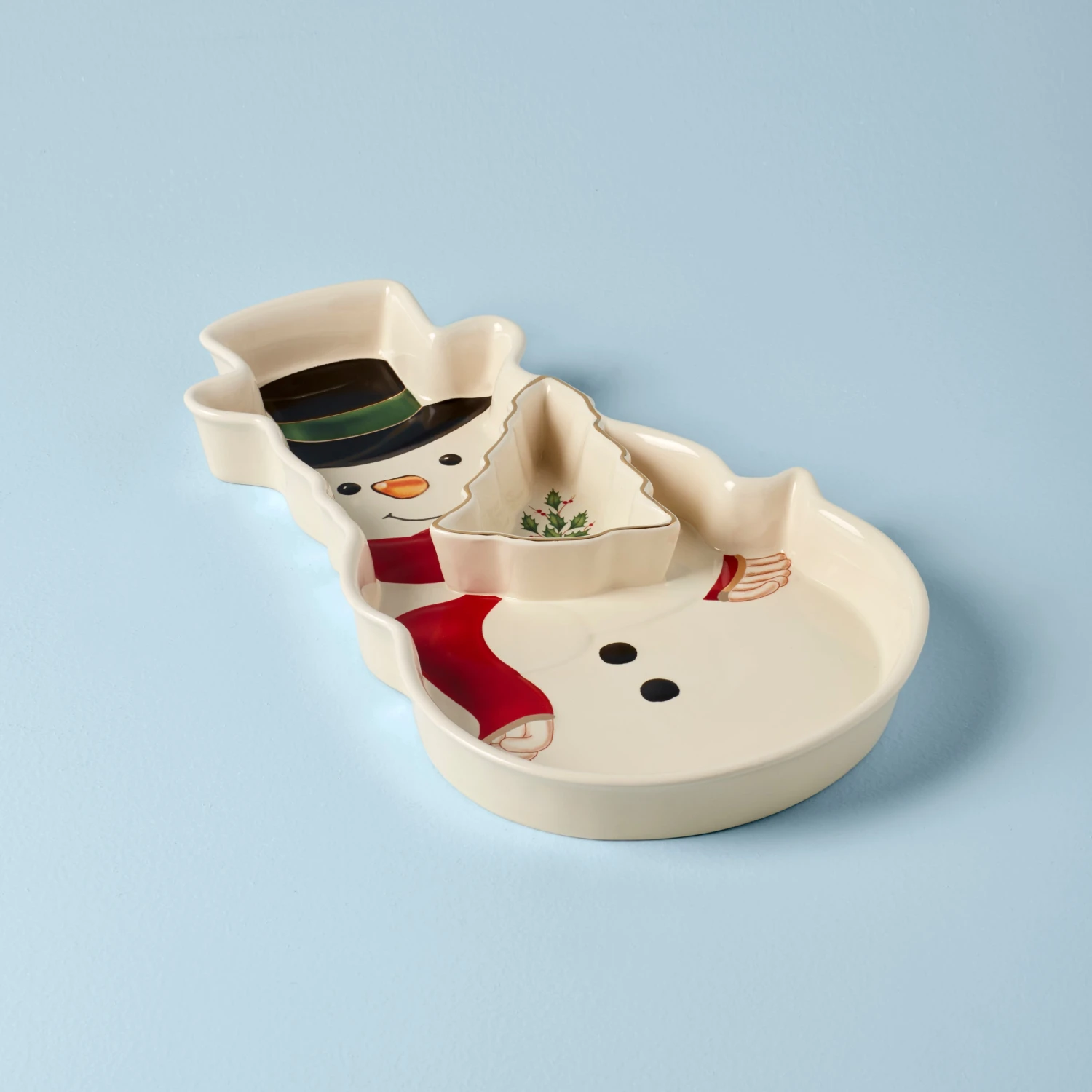 Lenox Dinnerware Holiday Entertaining Snowman Chip & Dip 3 Lenox Dinnerware Holiday Entertaining Snowman Chip & Dip
