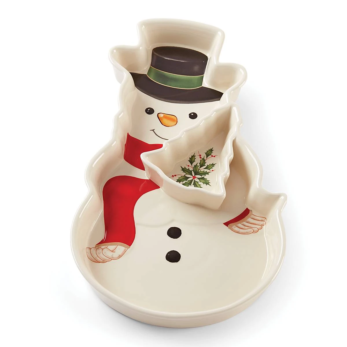 Lenox Dinnerware Holiday Entertaining Snowman Chip & Dip 4 Lenox Dinnerware Holiday Entertaining Snowman Chip & Dip