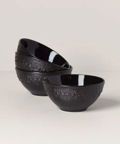 Lenox Chelse Muse Fleur Matte Black 4-Piece Bowl Set