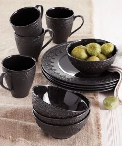 Lenox Chelse Muse Fleur Matte Black 4-Piece Bowl Set 5 Lenox Chelse Muse Fleur Matte Black 4-Piece Bowl Set
