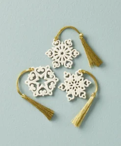 Lenox For The Family Mini Snowflake 3-Piece Ornament Set