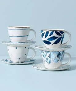 Lenox Blue Bay™ 8PC Espresso Cup & Saucer Set Dinnerware