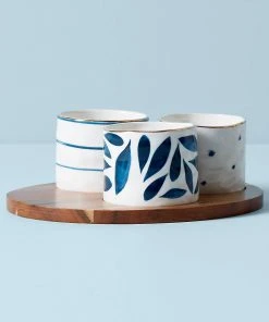 Lenox Blue Bay™ 4-piece Snack Bowl & Tray Set Dinnerware