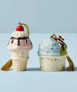 Lenox Forever Friends Ice Cream 2 Piece Ornament Set Personalized Ornaments