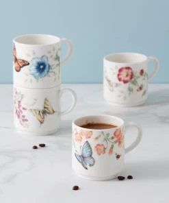 Lenox Butterfly Meadow 4-Piece Stacking Mug Set Dinnerware