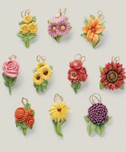 Lenox Fall Flowers 10-Piece Ornament Set Ornament Trees