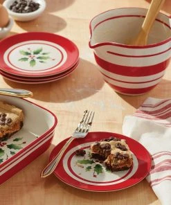 Lenox Holiday Handpaint Stripe 4-Piece Dessert Plate Set Dinnerware
