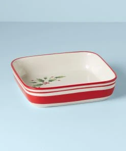 Lenox Holiday Handpaint Stripe Square Dish