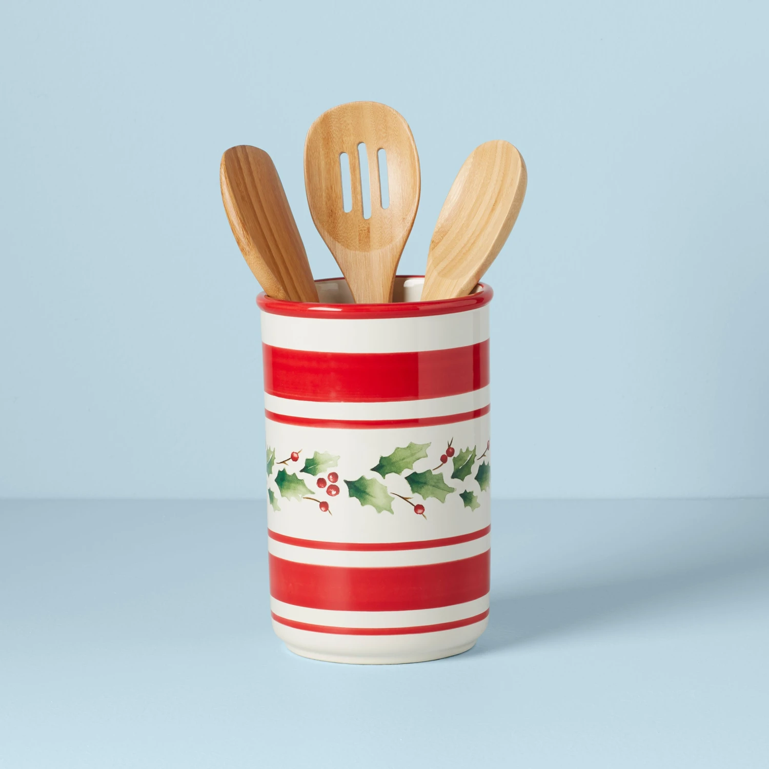 890775_w10.jpg Lenox Holiday Handpaint Stripe Utensil Crock Set Dinnerware