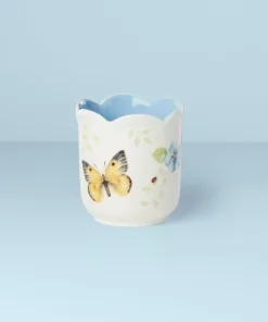 Lenox Butterfly Meadow Scalloped Blue Geranium Candle