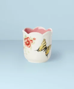 Lenox Butterfly Meadow Scalloped Pink Citrus Candle Home Décor