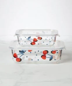 Kate Spade Vintage Cherry Dot 2-Piece Rectangular Storage Set Kitchen