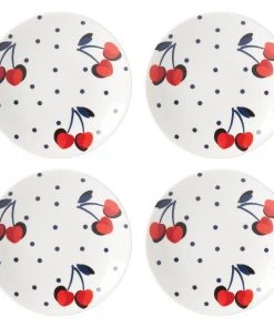 Kate Spade Dinnerware Vintage Cherry Dot 4-Piece Tidbit Plate Set