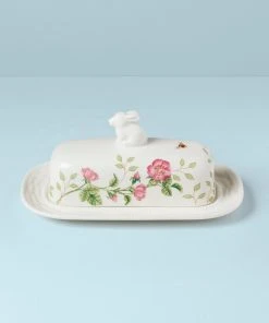 Lenox Dinnerware Butterfly Meadow Bunny Covered Butter Dish